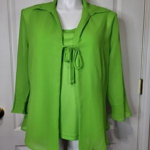Cato Lime Green Tie Front Blouse